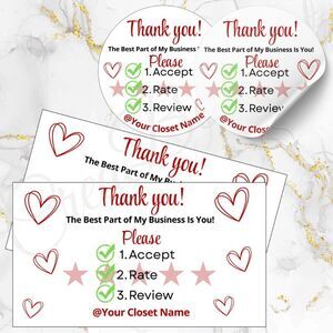 120 Pack Review Personalized Thank You Cards & Stickers